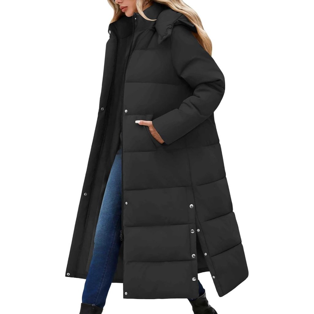 Women Long Puffer Coat Maxi Thickened Quilted Padded Jacket Winter Warm Zip Park